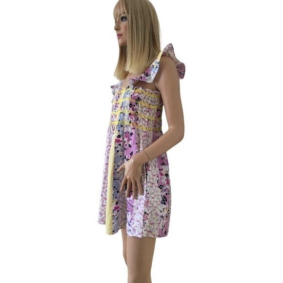 French Connection Dress Isla Ekeze Organic Cotton Shirred Smocked Pinafore - Picture 13 of 16